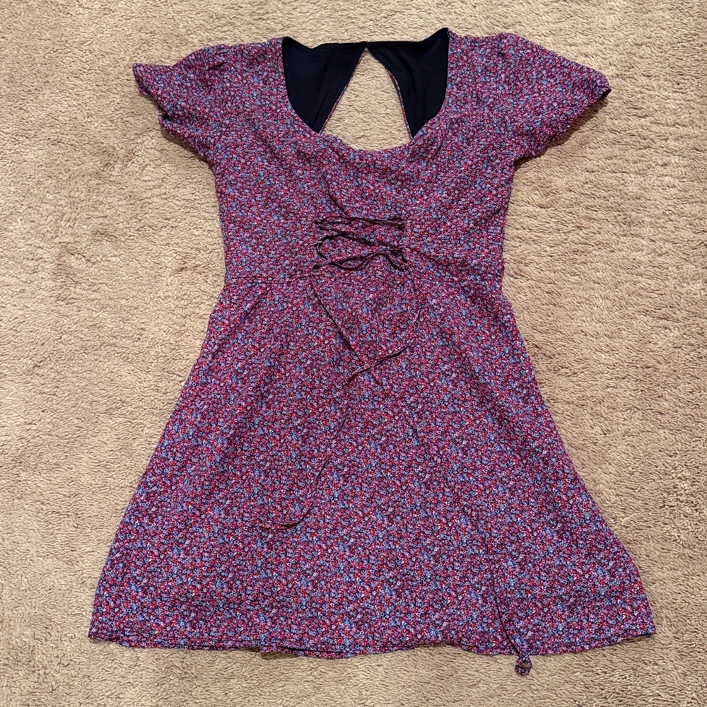 Abercrombie & Fitch Purple Ditsy Floral Backless Corset Dress size XS - Picture 16 of 16